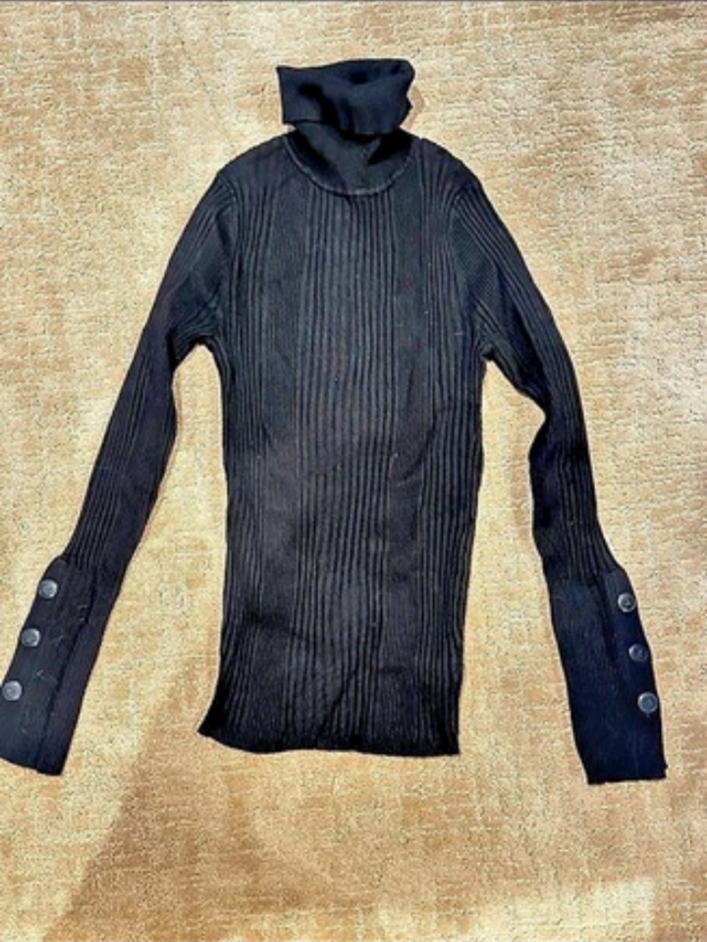Antropoligie Black Ribbed Turtleneck Sweater Size Medium